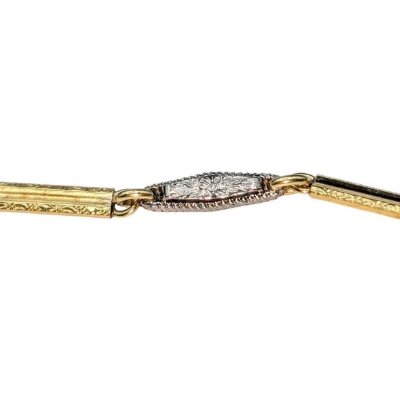 Antique Art Deco Simmons 14" Ornate Link Two Tone Gold Filled Pocket Watch Chain - Picture 3 of 12